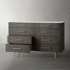Finnley Wood Eight-Drawer Dresser with Marble or Bluestone Top Rural Chest Of 8-Drawers Cabinet