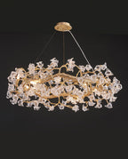 24-40 Inch Modern Living Room Chandelier Stylish Clear Glass Flower Chandelier