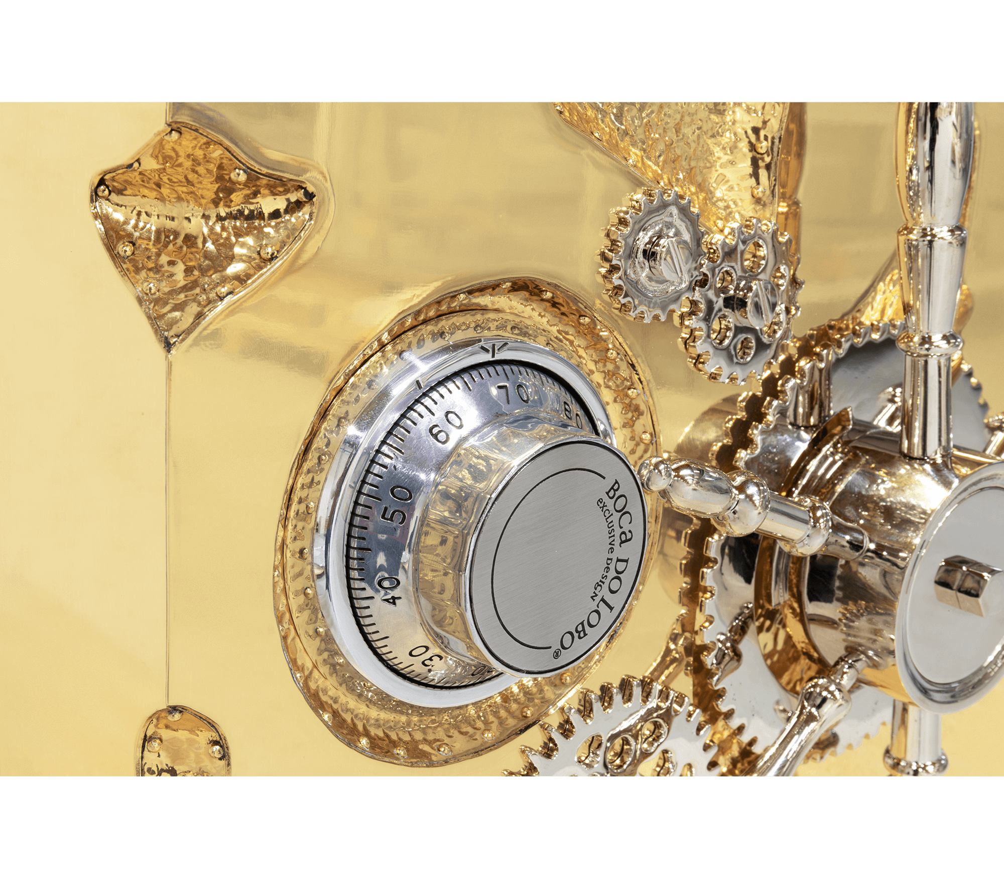 Luxury Portable Jewelry Safe with Secret Dial Lock & Gold-Plated Brass Gear Design