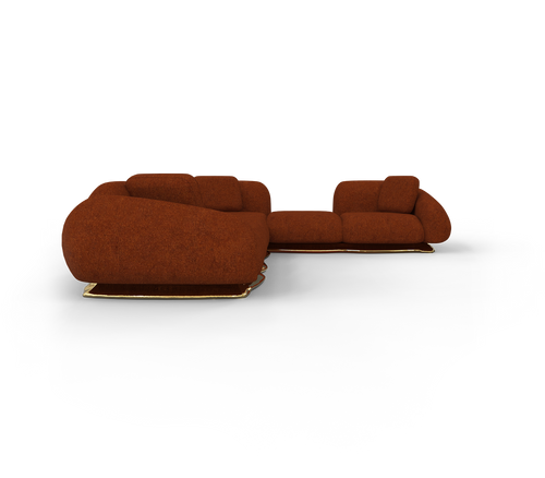Luxury Modular Velvet Sofa with Polished Brass Base & Sculptural Masterpiece Design