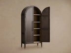 Hattie Oak Living Room Tall Display Cabinet Wood Office Bookcase Dining Sideboard
