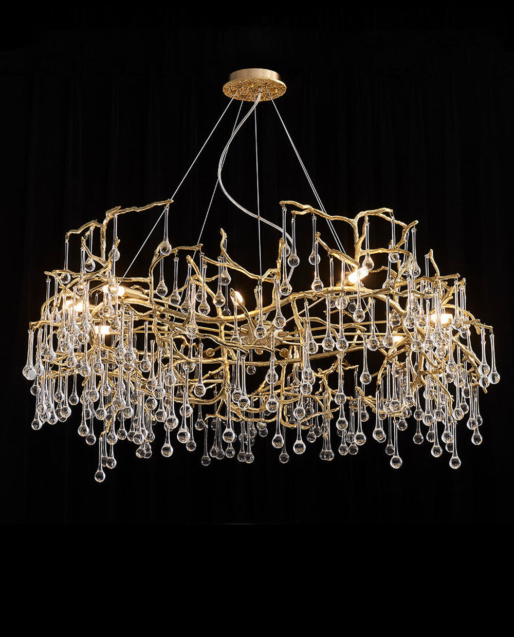 24-40 Inch Round Living Room Chandelier Modern Glass Teardrop Chandelier