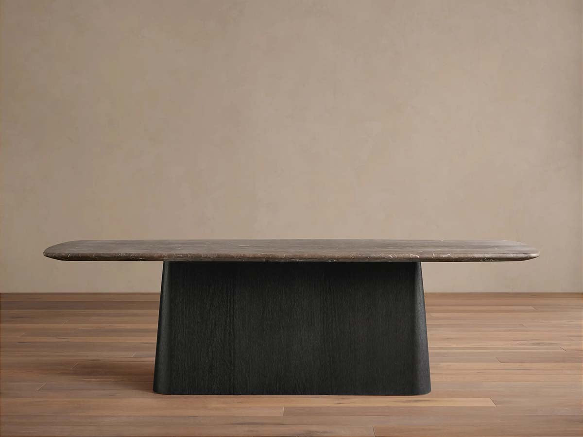 Saint Germain Stone Dining Table with Natural Stone Marble Wood Toulouse Base