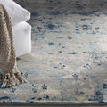 Stynson Indigo handgetufteter Aquarell-Teppich aus Wolle, verwaschener Vintage-Stil