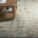 Tapis Miyah en laine verte tufté à la main, naturellement chaud et texturé, style abstrait flou vintage