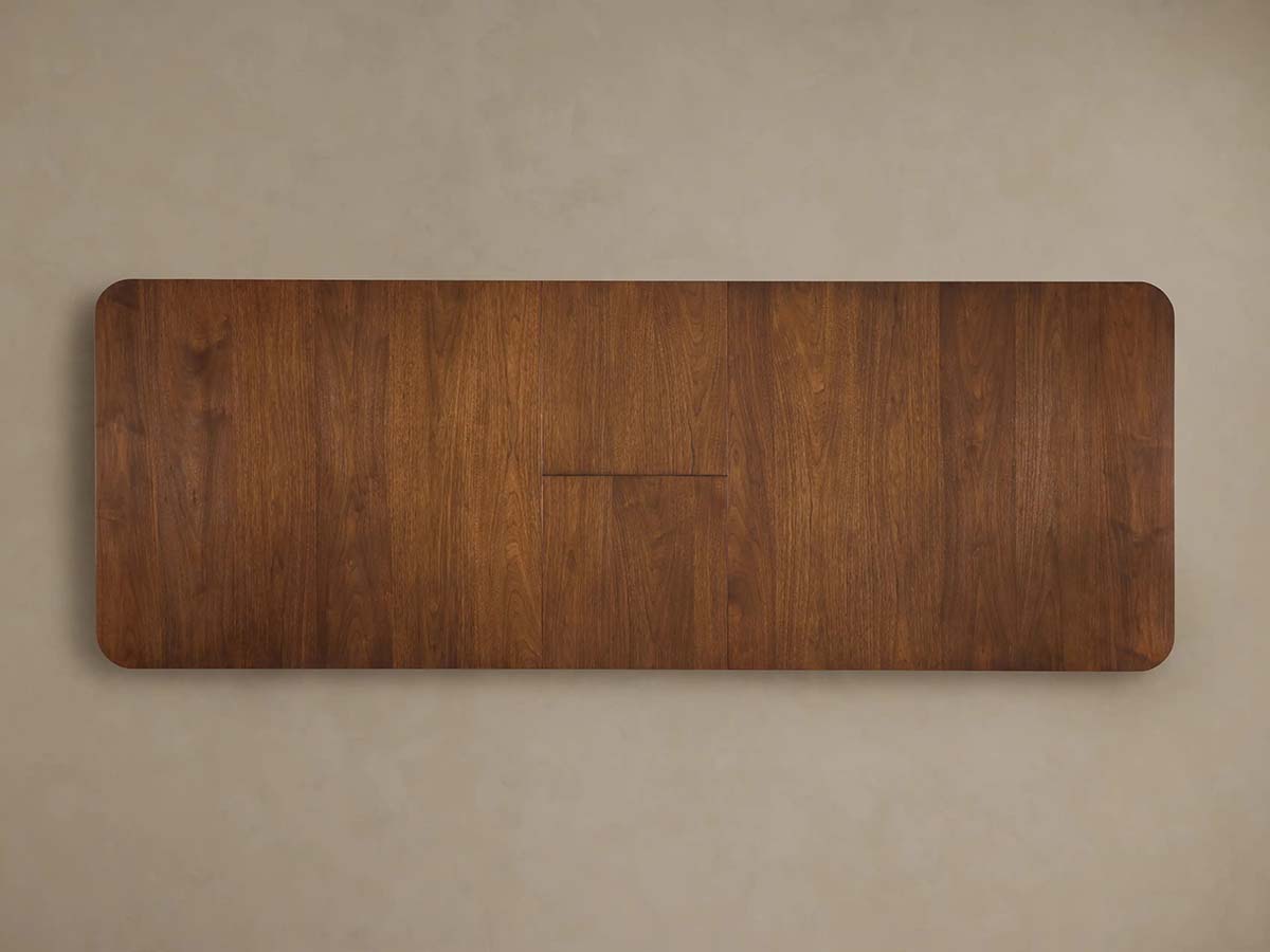 Ross Extension Dining Table with Solid Walnut Wood Self-Storing Leaf Mid-Century Style