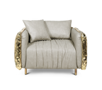 Luxury Imperfect Sculptural Armchair with Hammered Brass Frame & Artistic Design