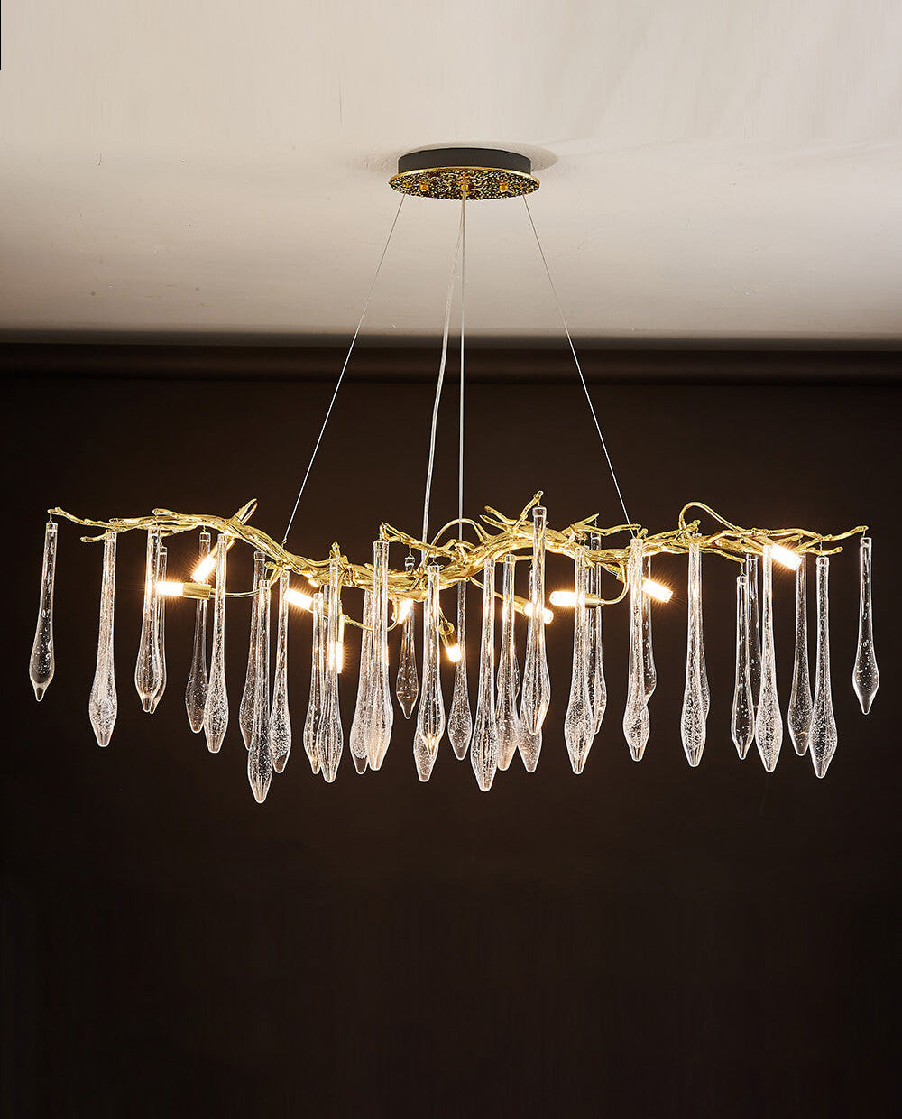 48-72 Inch Linear Chandelier Modern Glass Drop Chandelier