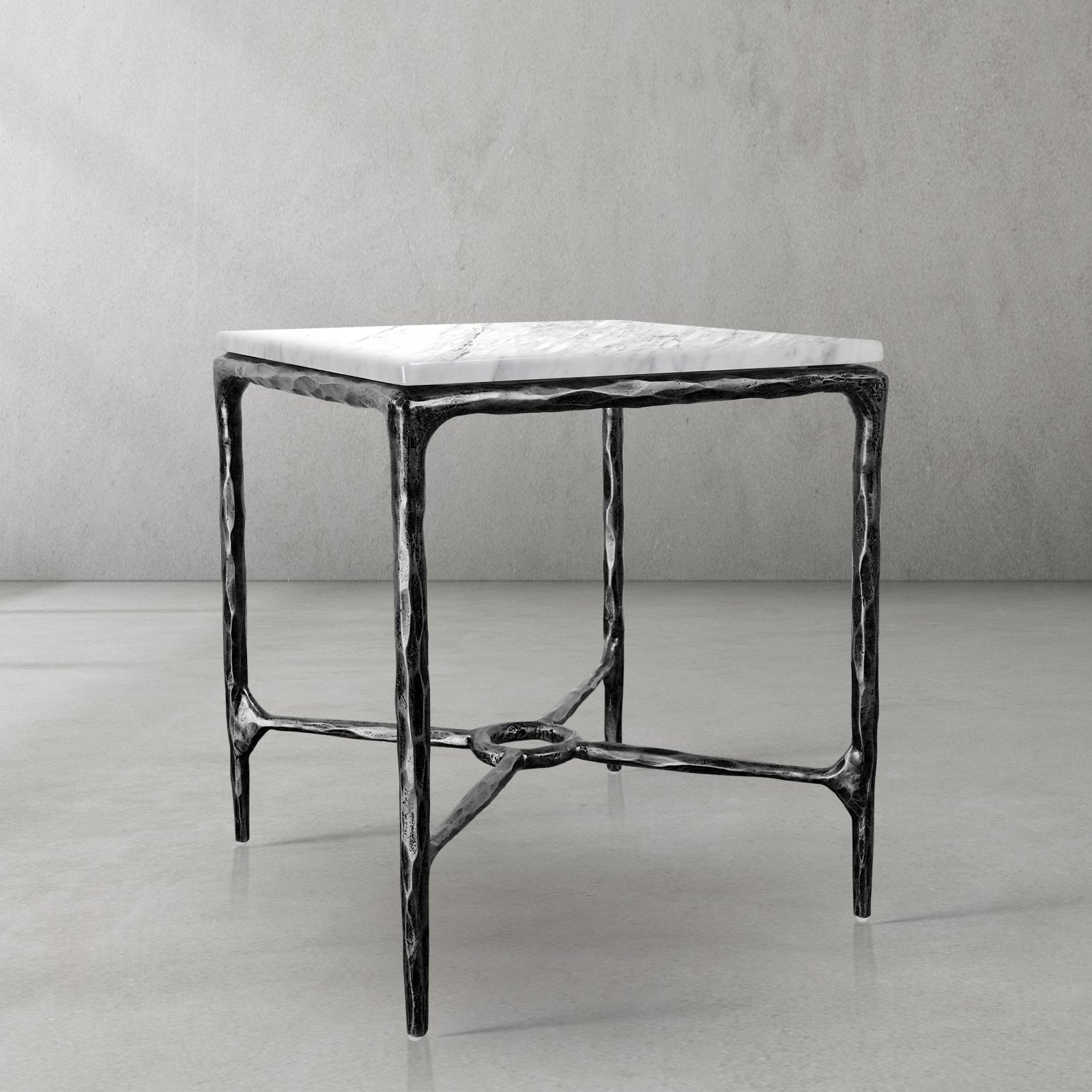 Thaddeus Mabrble Top Square Side Table 18" 22"