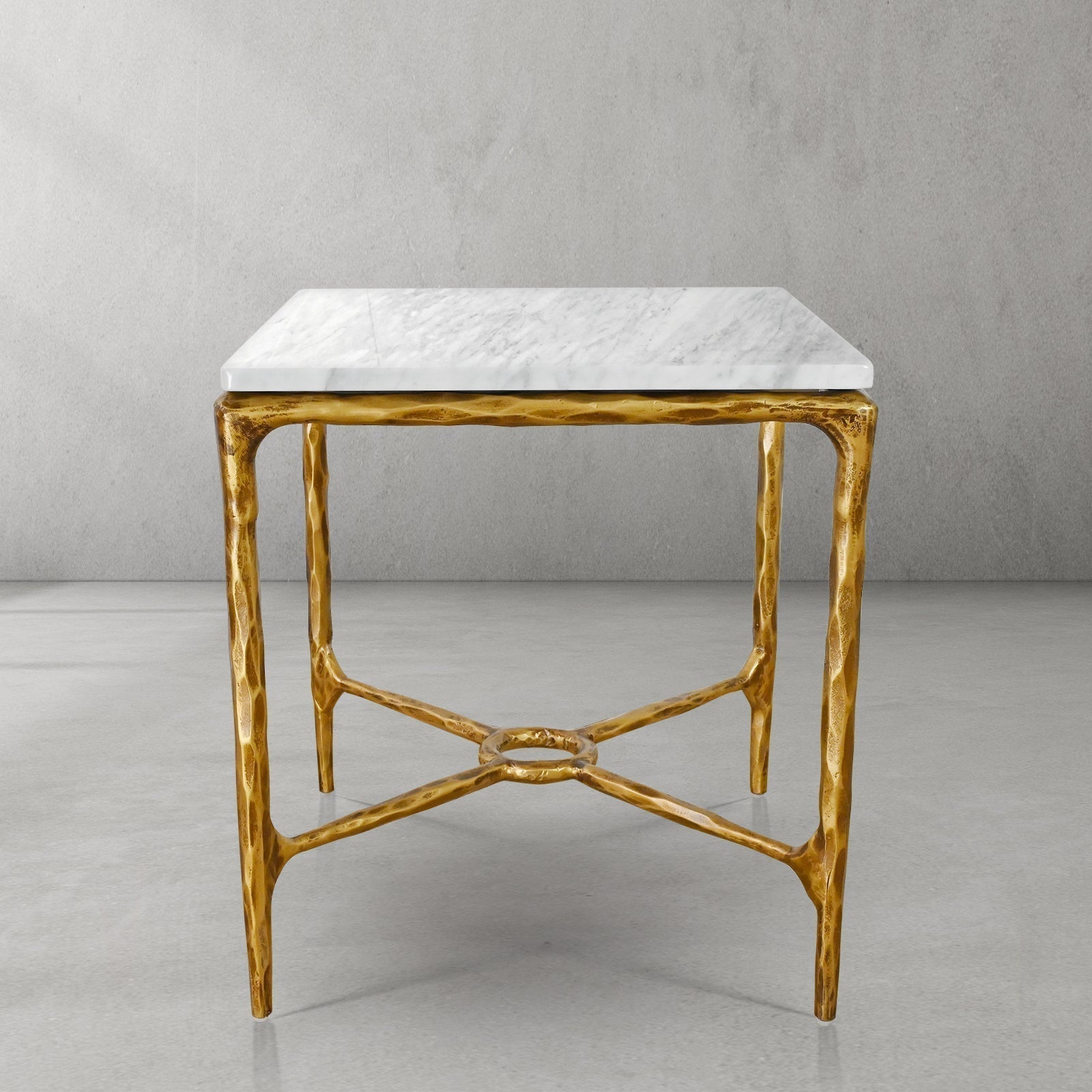 Thaddeus Mabrble Top Square Side Table 18" 22"