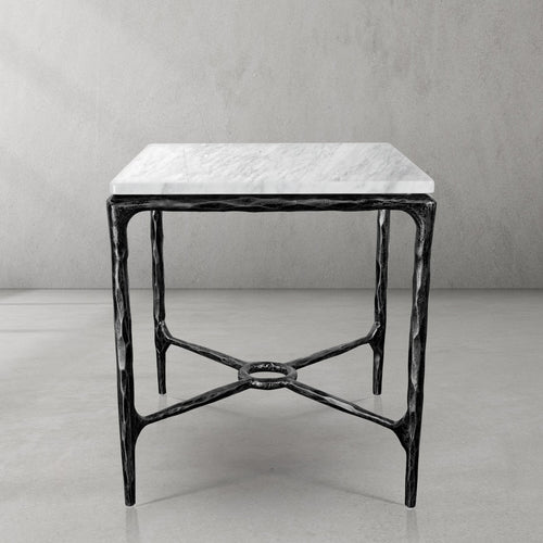 Thaddeus Mabrble Top Square Side Table 18" 22"