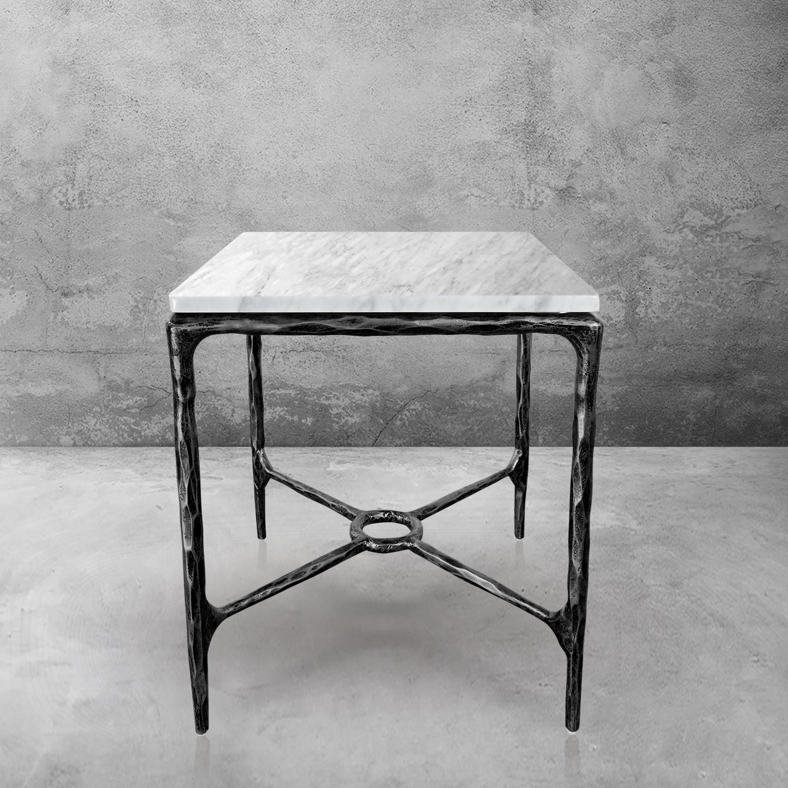 Thaddeus Mabrble Top Square Side Table 18" 22"