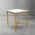 Thaddeus Mabrble Top Square Side Table 18" 22"