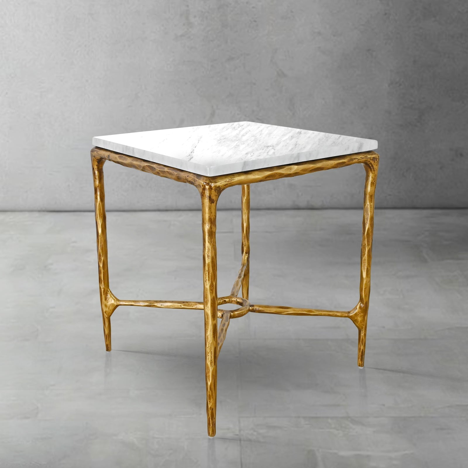 Thaddeus Mabrble Top Square Side Table 18" 22"
