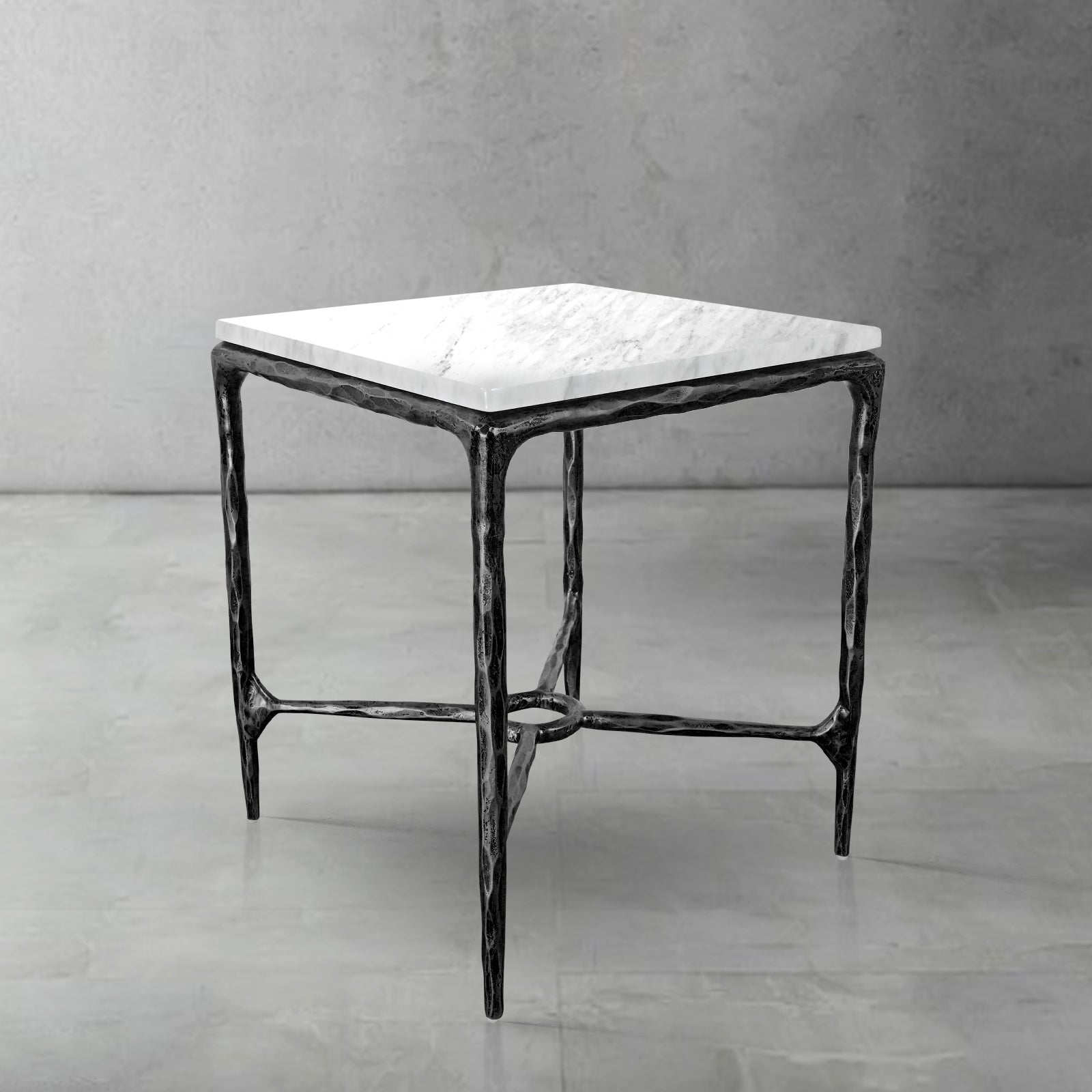 Thaddeus Mabrble Top Square Side Table 18" 22"
