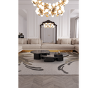 Luxury Calacatta Marble Coffee Table with Black Sculptural Base & Modern Design