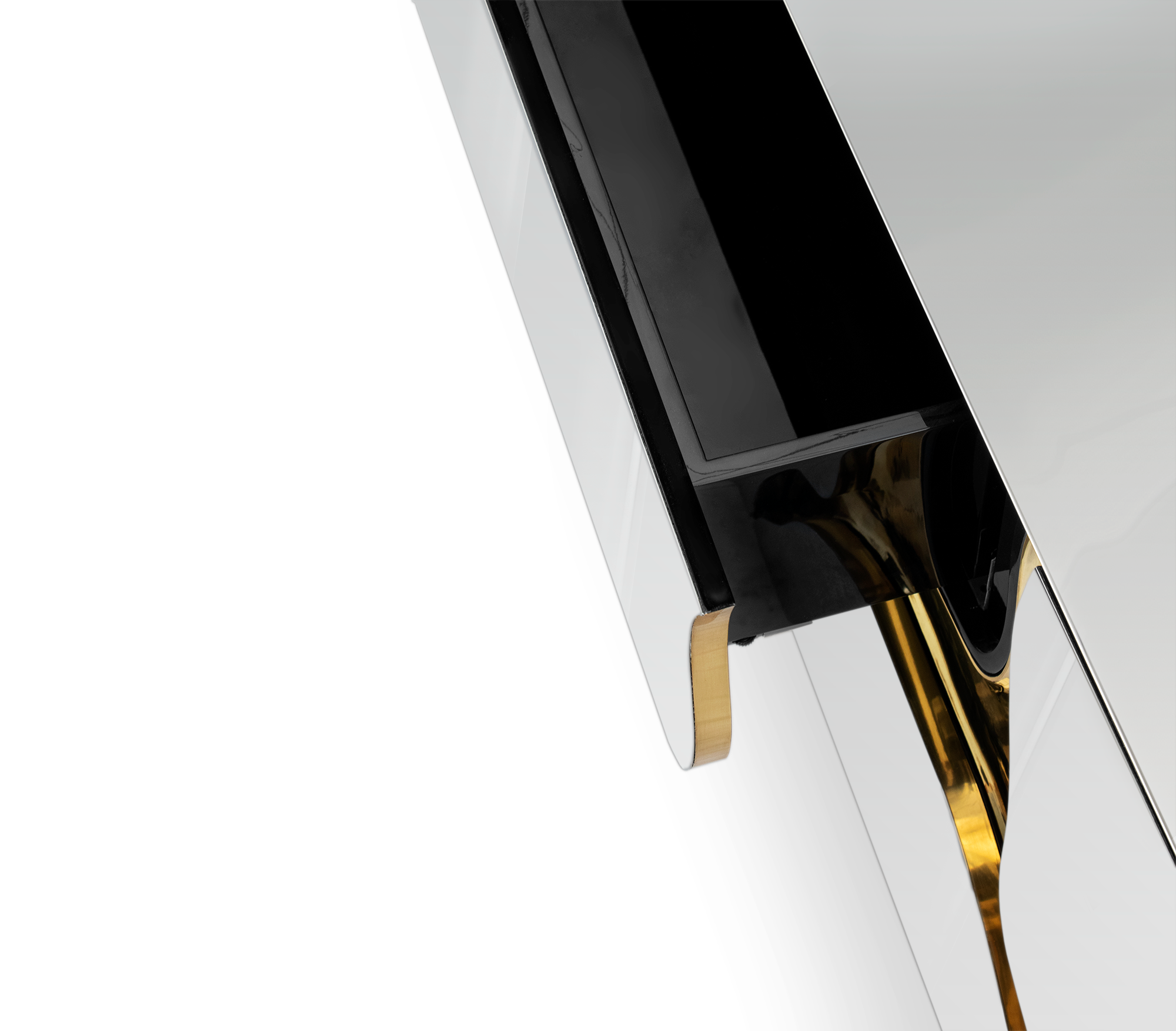 Luxury Black Gold TV Stand Cabinet with Sculptural Design & Media Storage
