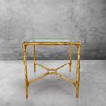 Thaddeus Metal Glass Square Side Table Overhang Hand-Forged Style-O End Table