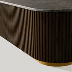 Finnley Solid Wood Coffee Table with Stone Top Center Tea Table