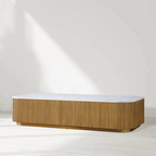 Finnley Solid Wood Coffee Table with Stone Top Center Tea Table