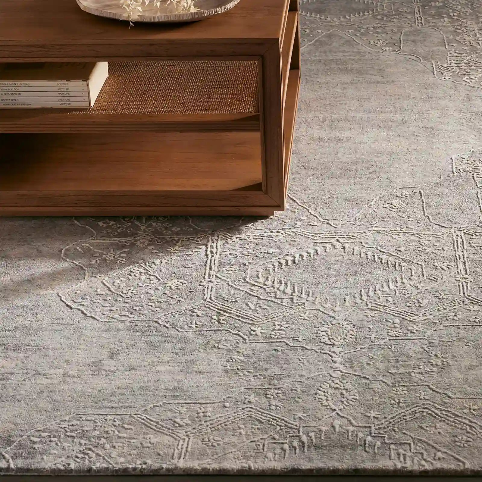 Luvka Wolle handgetufteter Teppich Klassische Inspiration & Modernes Design Teppich Modern Vintage Reliefmuster Stil