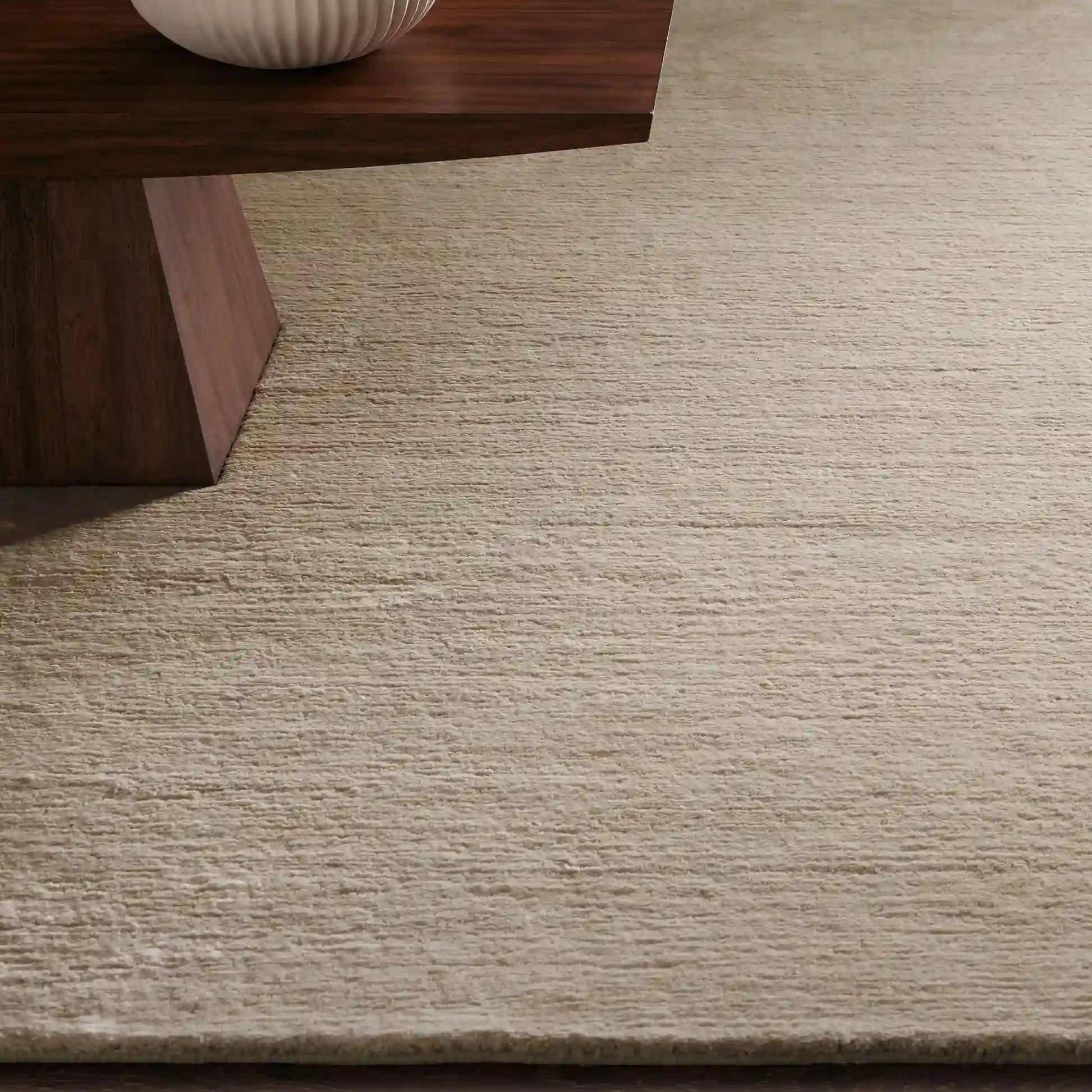 Cashmere Blend Hand-Knotted Wool Area Rug Soft & Durable Plush Carpet Modern Minimalist Solid Color Textured Style