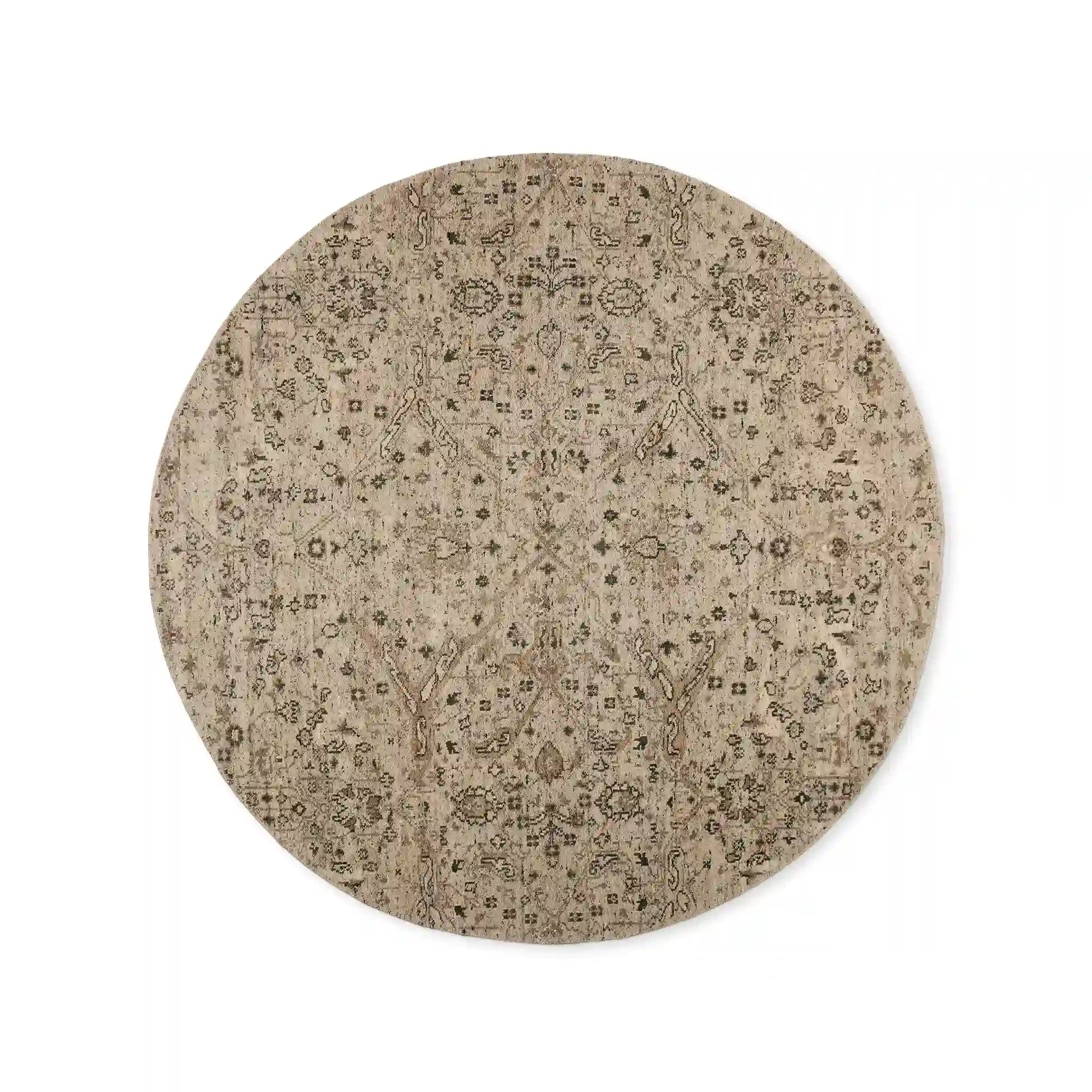 Faymynte Hand-Knotted Round Rug Persian-Style Versatile Round Carpet