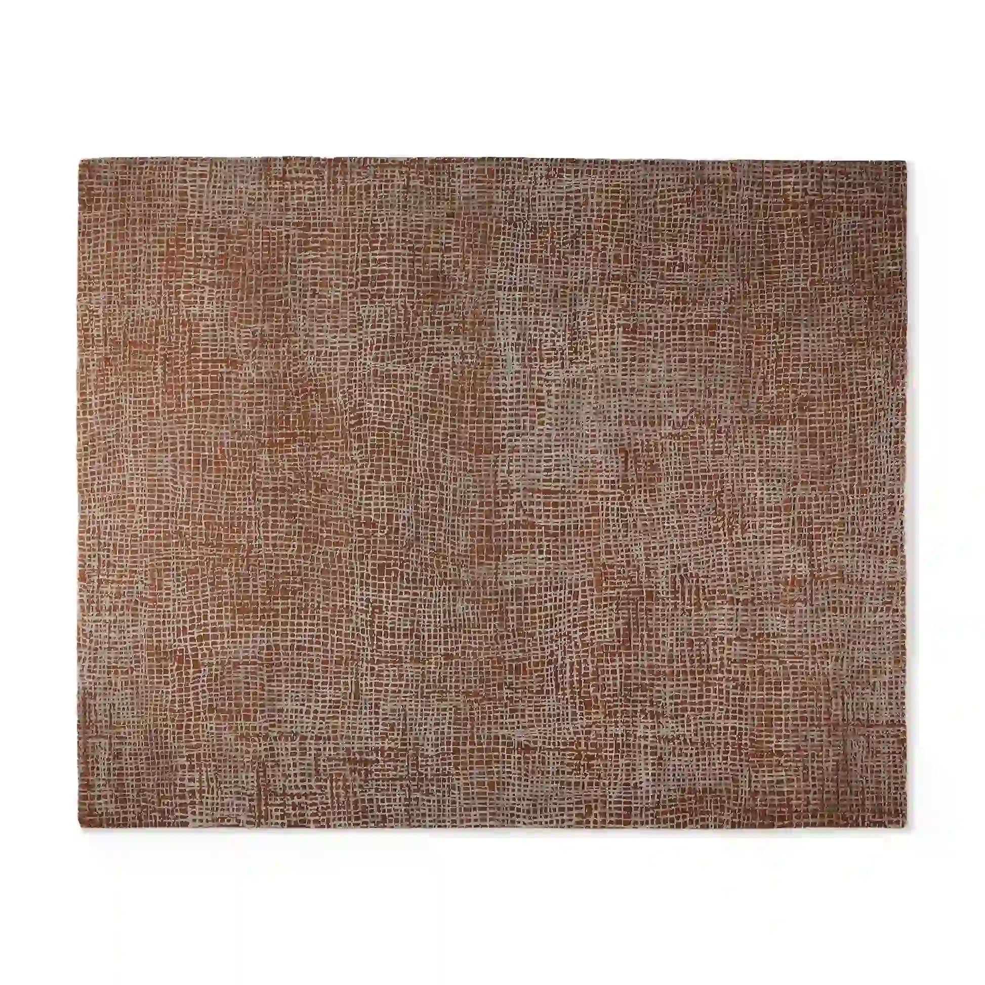 Fostra Modern Hand-Knotted Wool Rayon Area Rug Vintage Distressed Freeform Grid-Inspired Style Carpet
