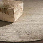 Novra Hand Tufted Round Wool Rug in Natural Palette Carpet Minimalist Natural Wood Grain Style