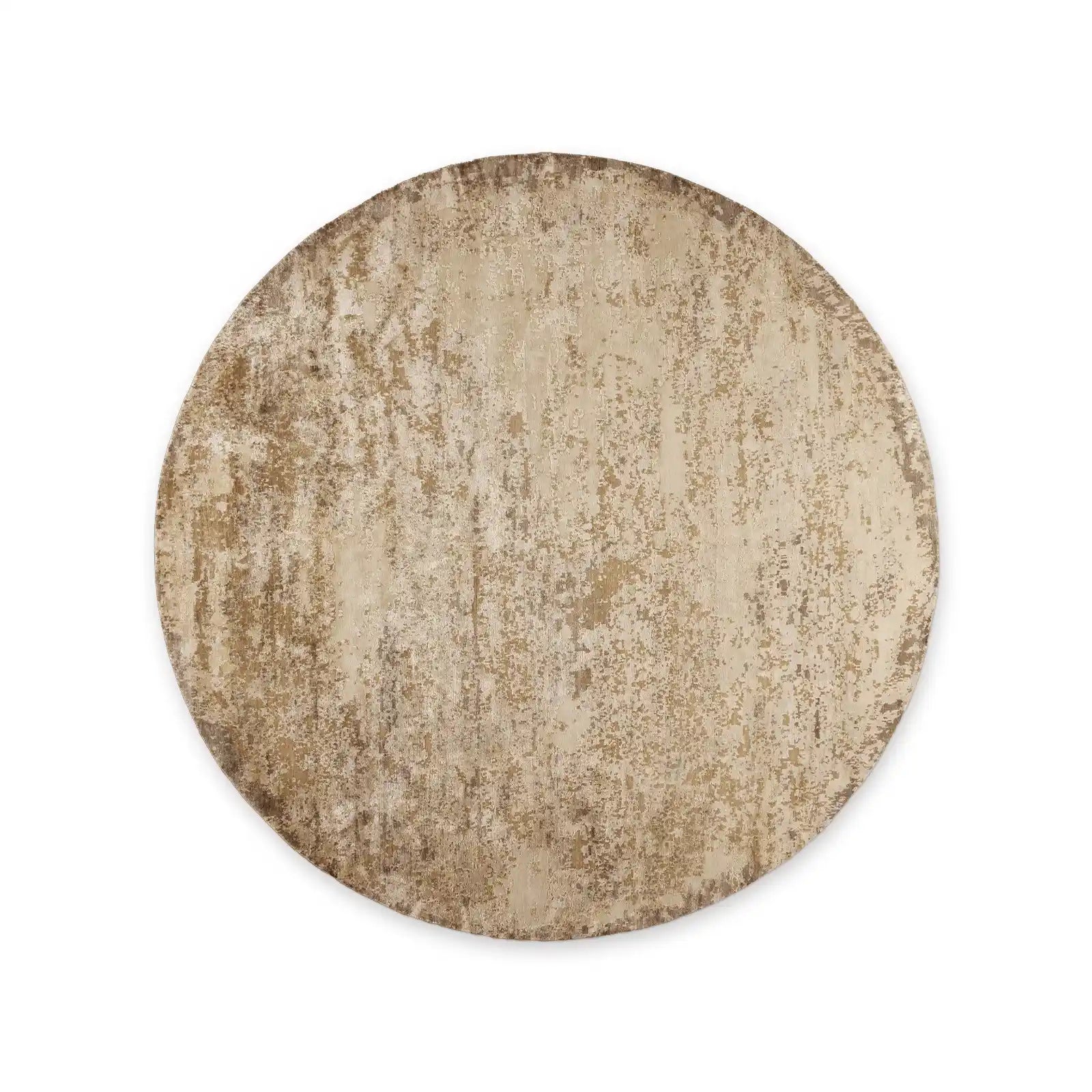 Vyona Hand Tufted Round Rug in Fog or Sand Tones Carpet Wabi-Sabi Patina Textured Style
