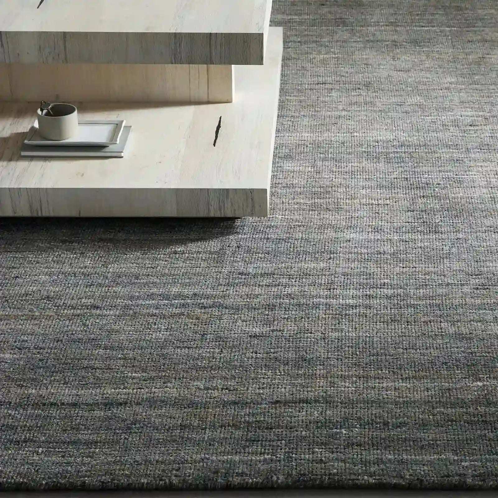 Laessyn Charcoal Hand-Knotted Wool Blend Rug Perfectly Blends Classic Craftsmanship with Modern Style Carpet Minimalist Natural Textured Style