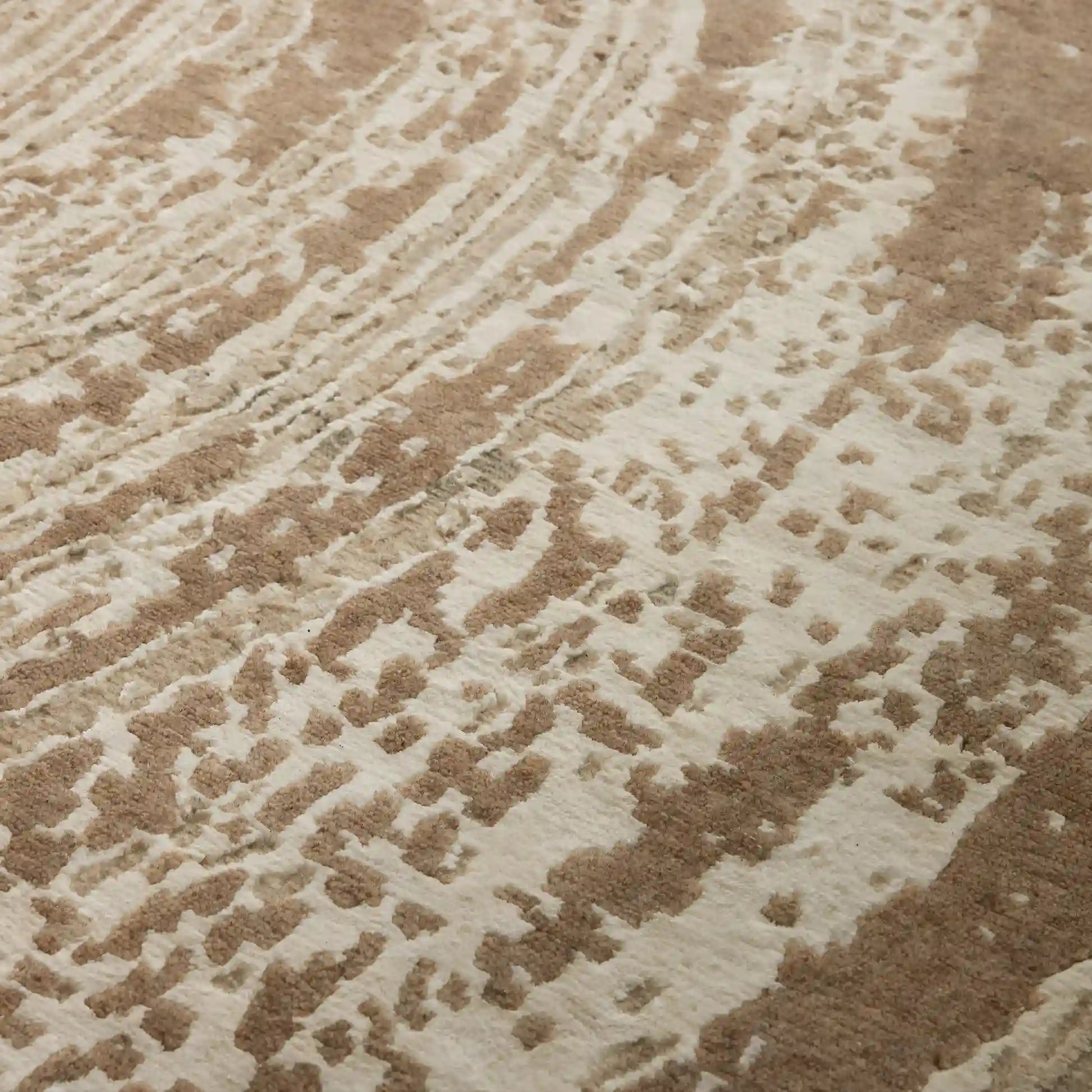 Veyra Hand-Knotted Round Wool & Rayon Rug Natural Tree Ring Textured Style Eye-Catching Carpet