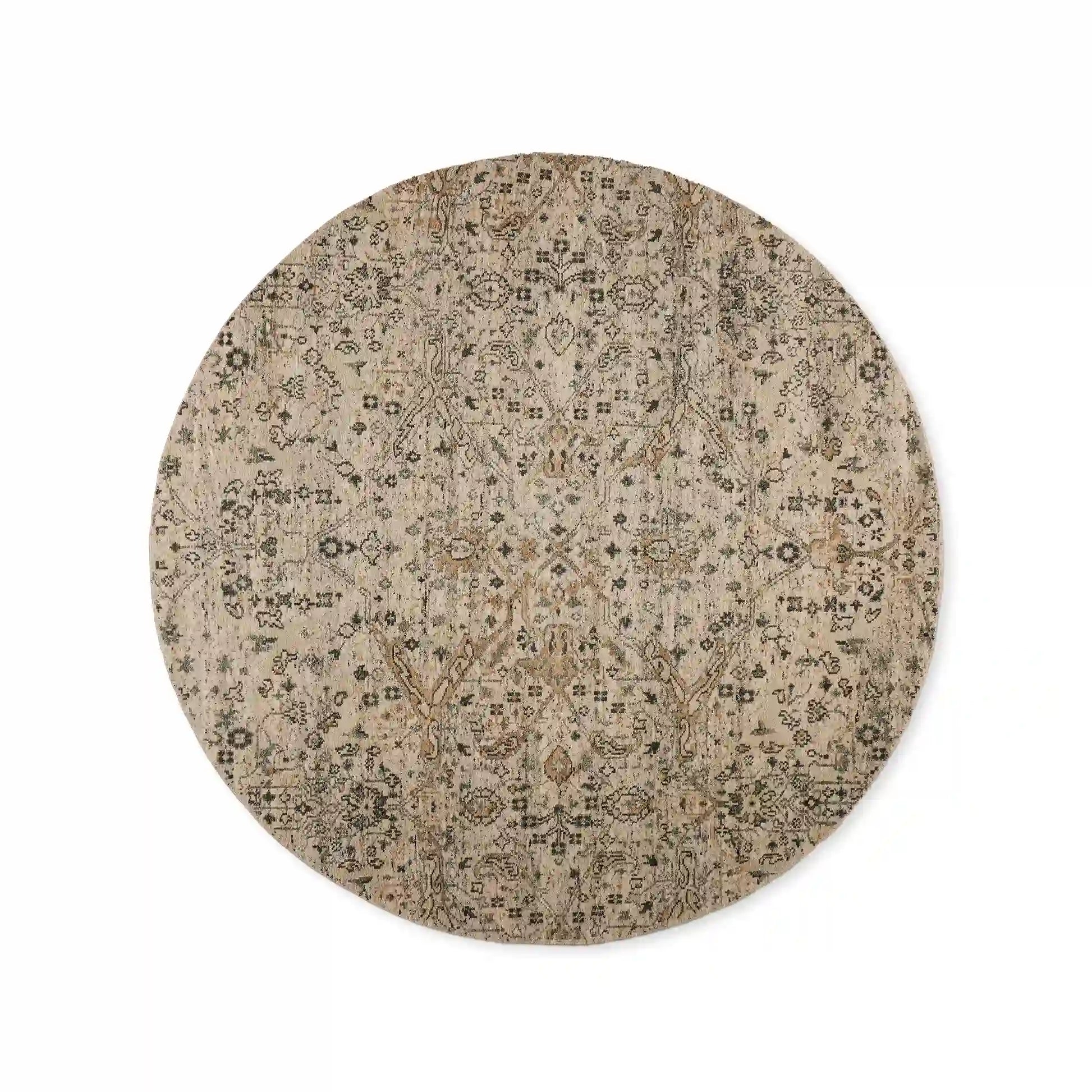 Faymynte Hand-Knotted Round Rug Persian-Style Versatile Round Carpet