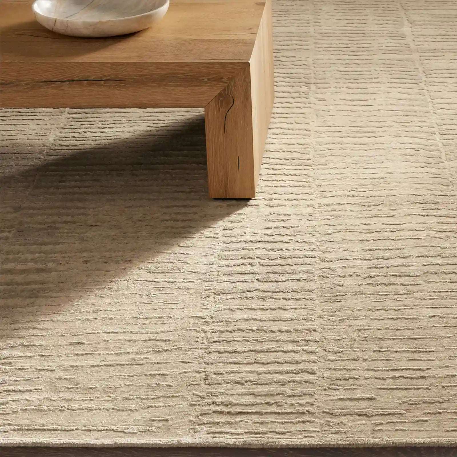 Artym Hand-Knotted Rayon Wool Area Rug Modern Minimalist Textured Style Carpet
