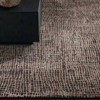 Fostra Modern Hand-Knotted Wool Rayon Area Rug Vintage Distressed Freeform Grid-Inspired Style Carpet