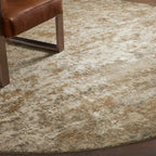 Vyona Hand Tufted Round Rug in Fog or Sand Tones Carpet Wabi-Sabi Patina Textured Style