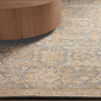 Syanna Wool Hand Tufted Rug in Blue or Moss Layered Design Versatile Carpet Traditional Persian Light Vintage Style