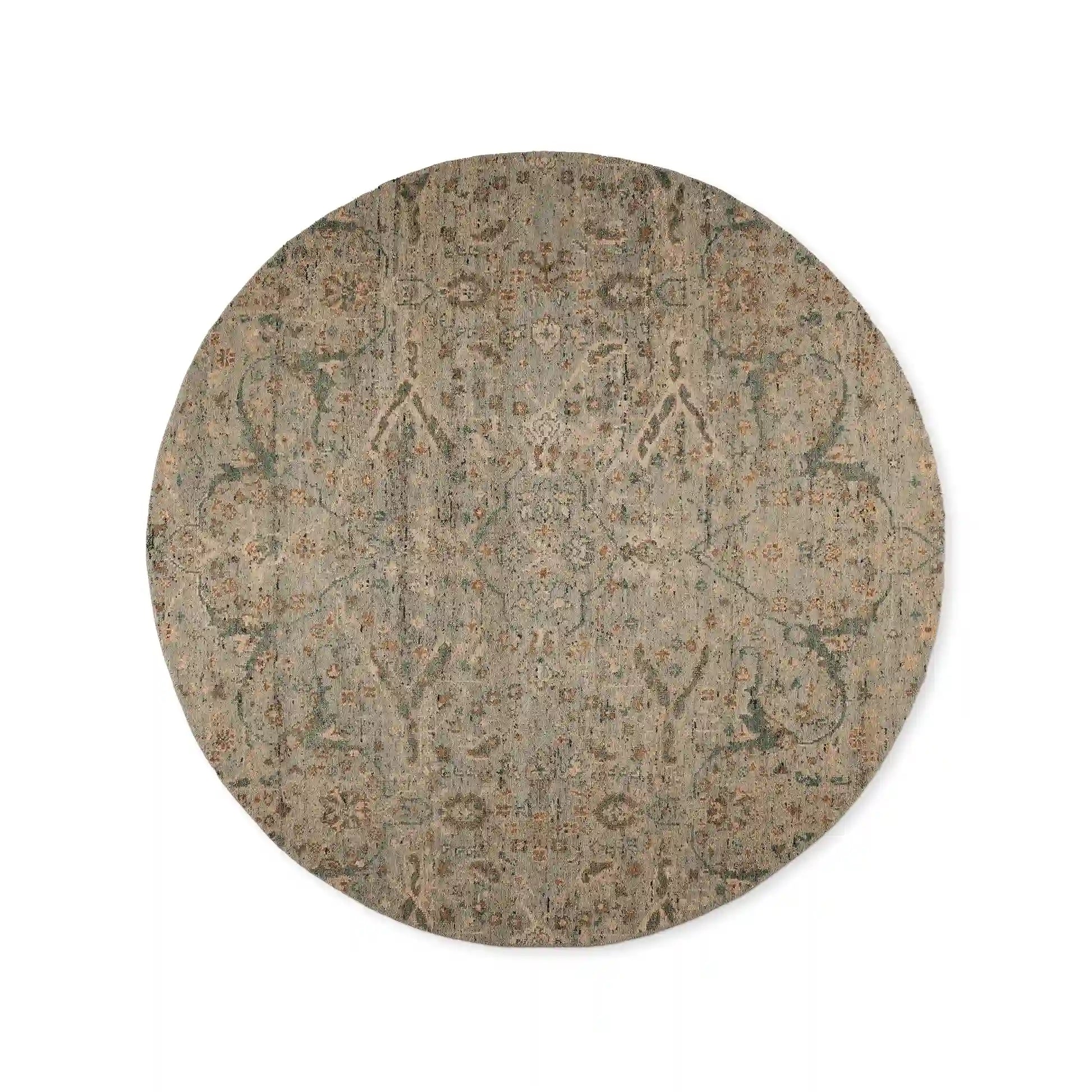 Faymynte Hand-Knotted Round Rug Persian-Style Versatile Round Carpet