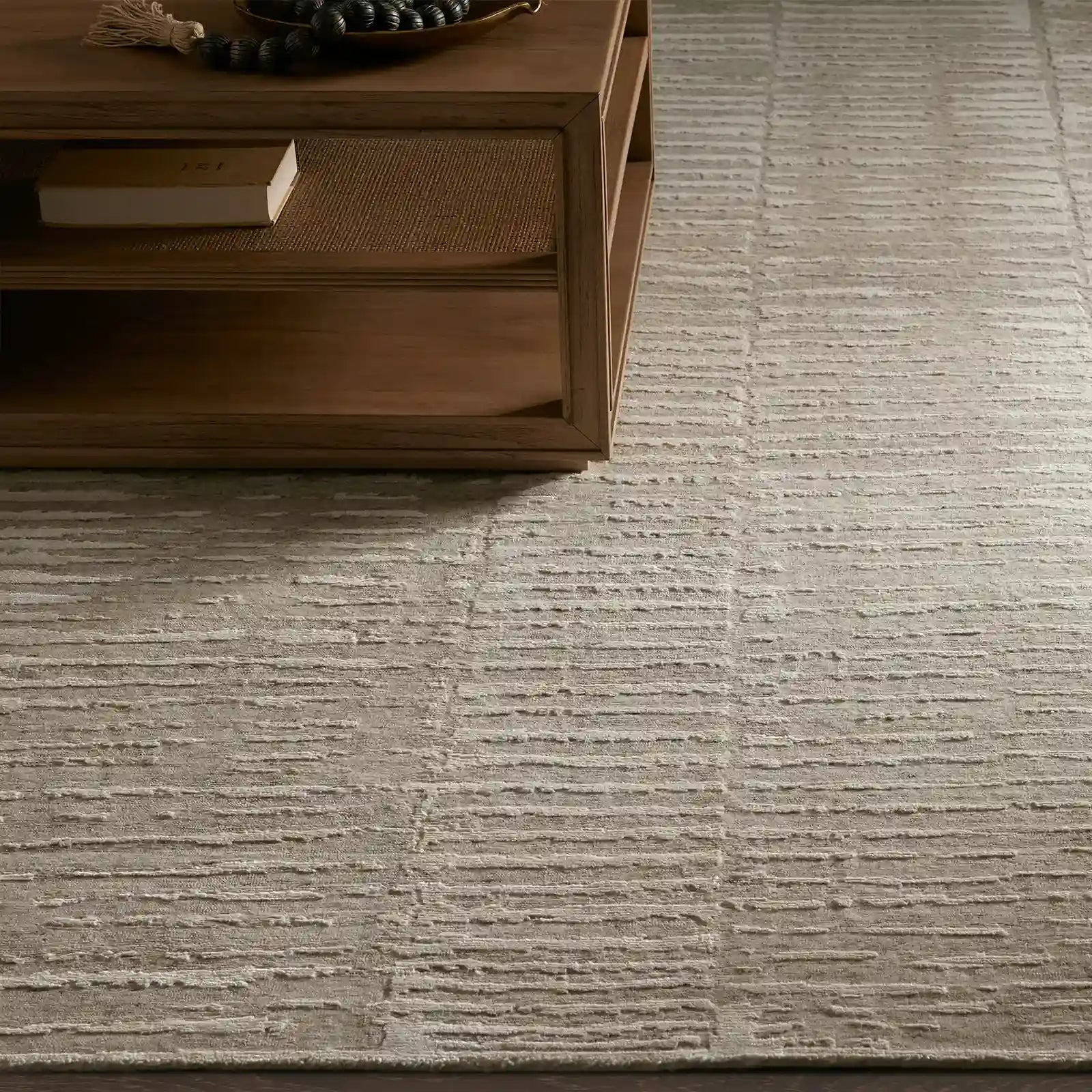 Artym Hand-Knotted Rayon Wool Area Rug Modern Minimalist Textured Style Carpet
