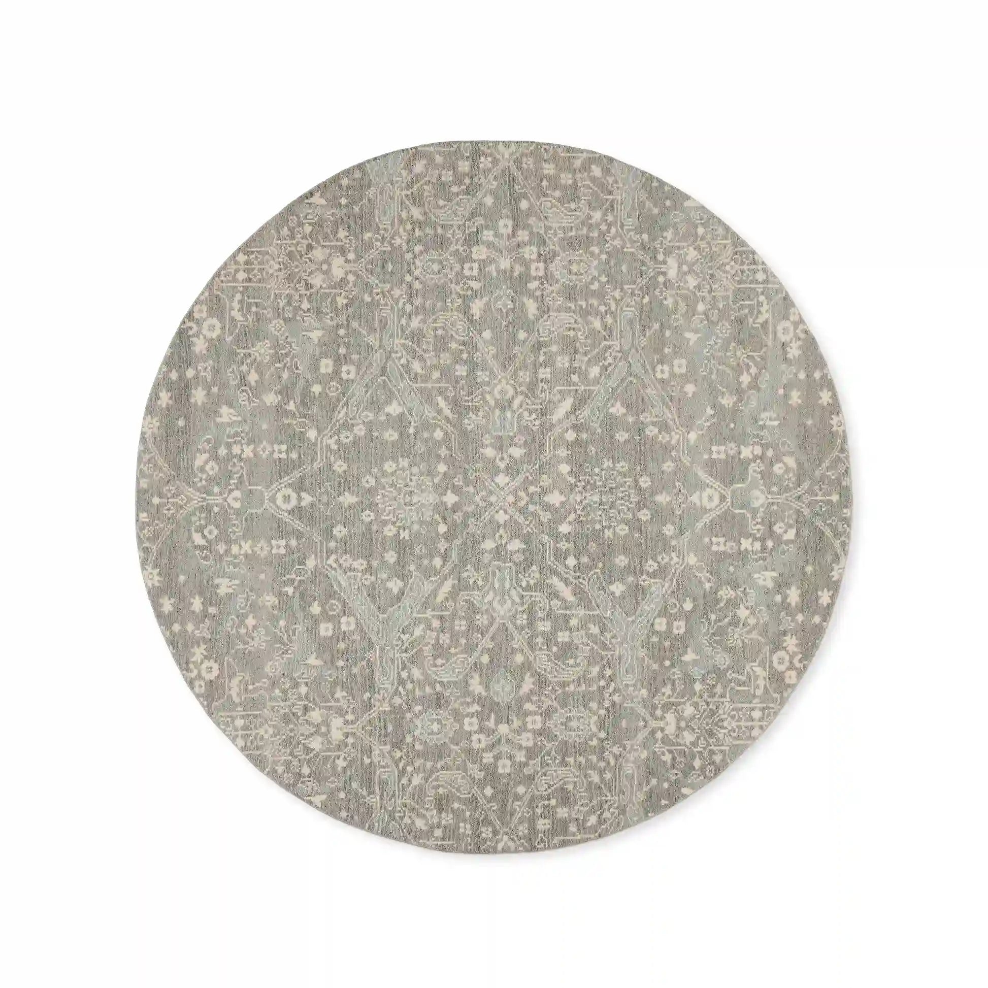 Faymynte Hand-Knotted Round Rug Persian-Style Versatile Round Carpet