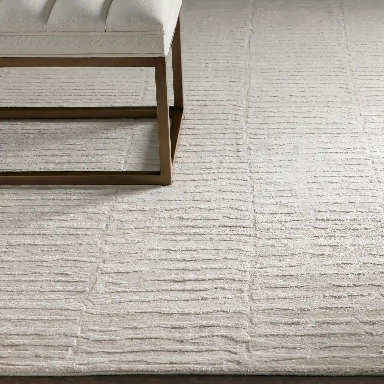 Artym Hand-Knotted Rayon Wool Area Rug Modern Minimalist Textured Style Carpet