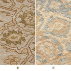 Syanna Wool Hand Tufted Rug in Blue or Moss Layered Design Versatile Carpet Traditional Persian Light Vintage Style