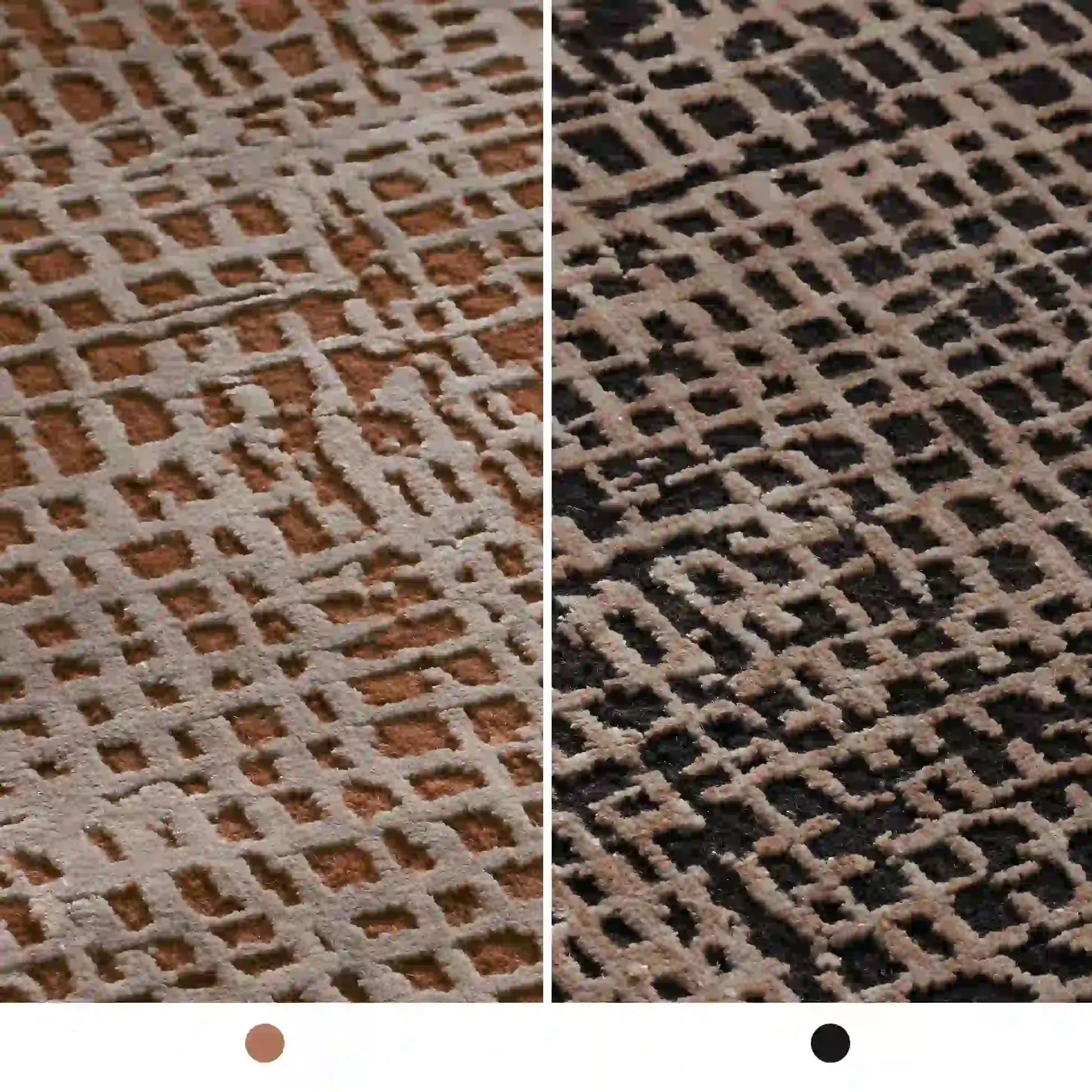 Fostra Modern Hand-Knotted Wool Rayon Area Rug Vintage Distressed Freeform Grid-Inspired Style Carpet