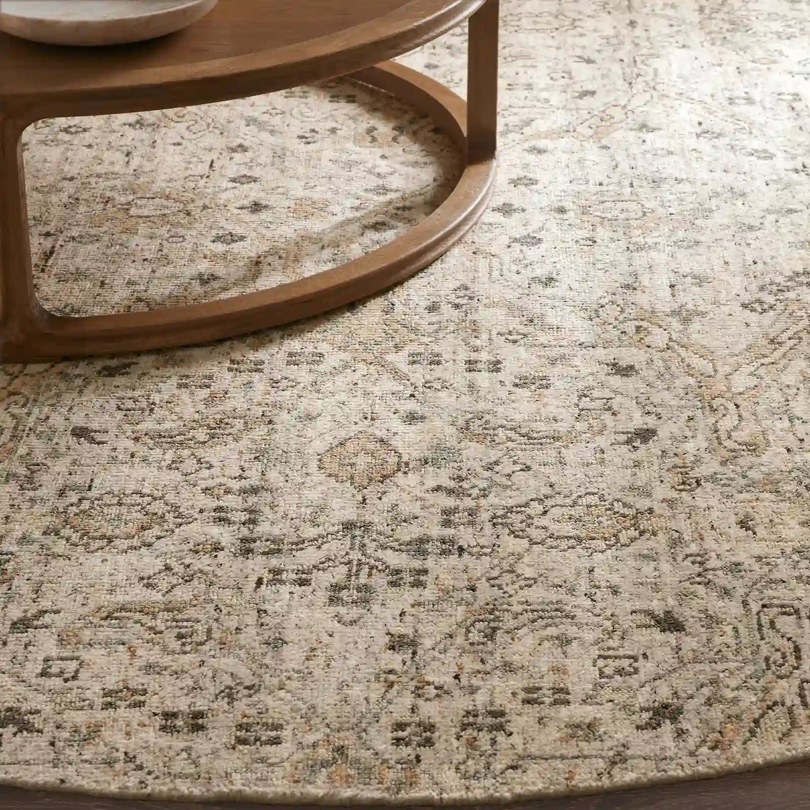 Faymynte Hand-Knotted Round Rug Persian-Style Versatile Round Carpet