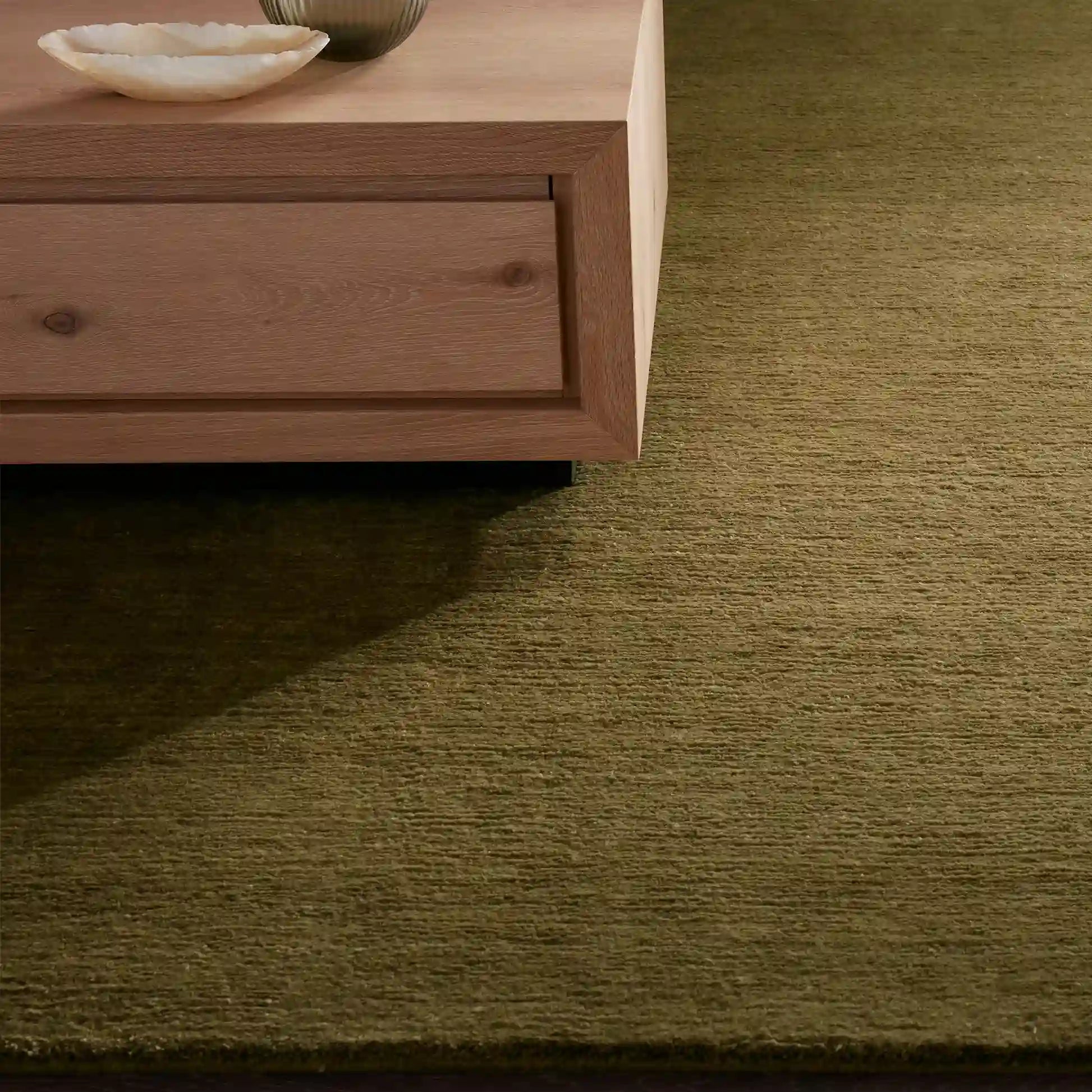 Cashmere Blend Hand-Knotted Wool Area Rug Soft & Durable Plush Carpet Modern Minimalist Solid Color Textured Style