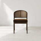 Aimee Wooden Dining Chair with Rattan Cane Back Upholstered Midcentury Living Room Chairs