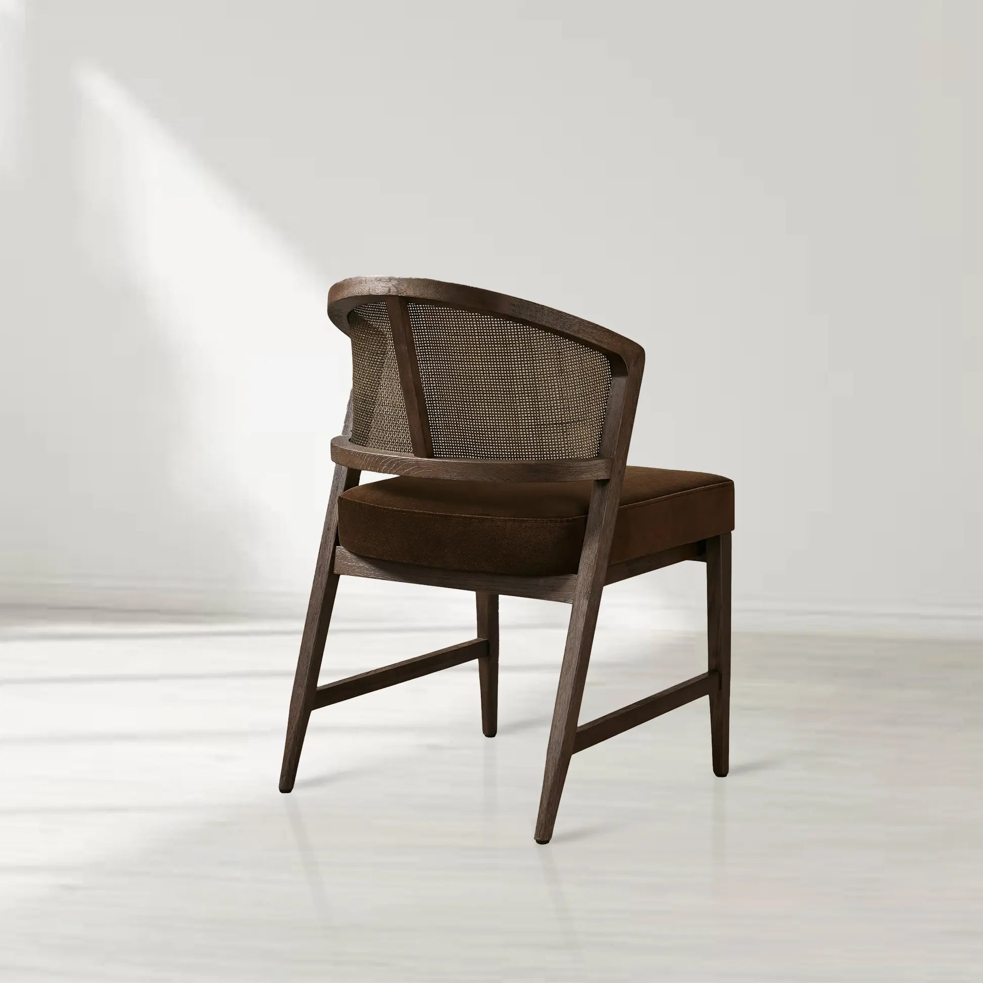 Aimee Wooden Dining Chair with Rattan Cane Back Upholstered Midcentury Living Room Chairs