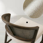 Aimee Wooden Dining Chair with Rattan Cane Back Upholstered Midcentury Living Room Chairs