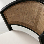 Aimee Wooden Dining Chair with Rattan Cane Back Upholstered Midcentury Living Room Chairs