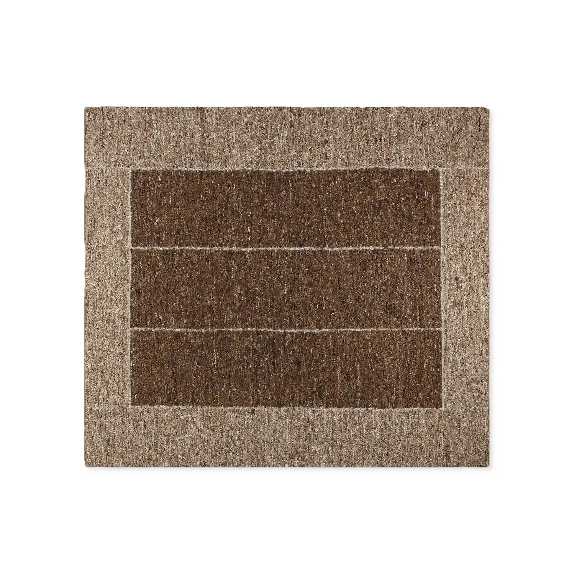 Alora Ivory & Brown Wool Rug from Chunky Wool Yarns Carpet Modern Farmhouse Minimalist Style